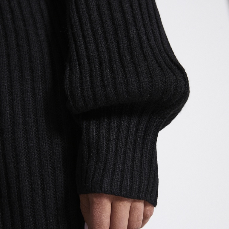 Ribbed knit cardigan dress "Lindsey" Black
